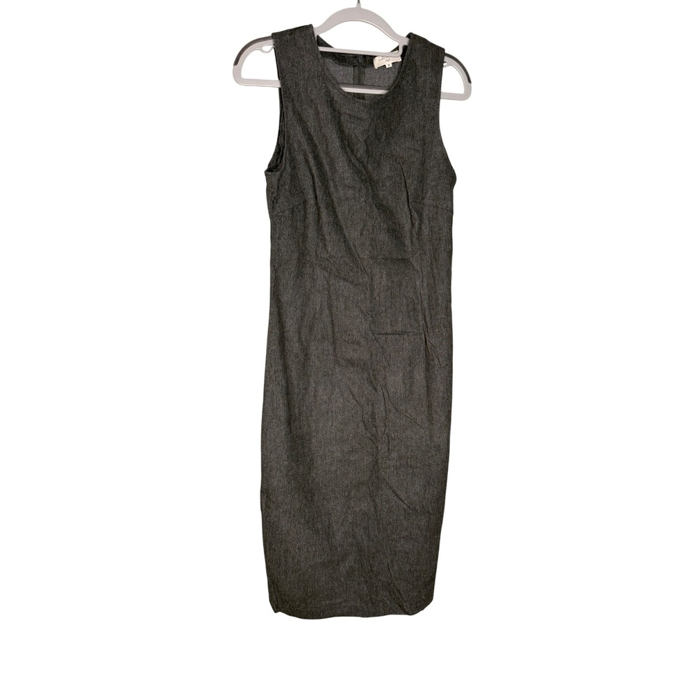 Avenue Montaigne ROMA grey sleeveless casual midi dress career wear classic‎